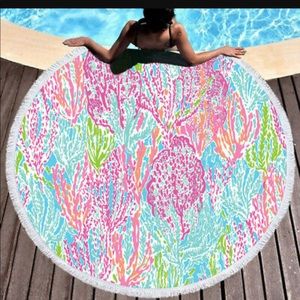 Lilly Pulitzer Fan Sea Pants Round Beach Towel